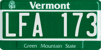 VT license plate LFA173