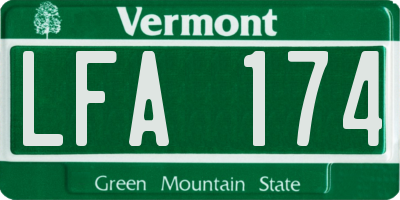 VT license plate LFA174