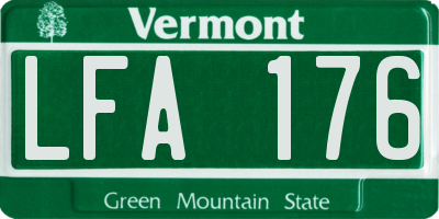 VT license plate LFA176