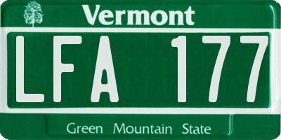 VT license plate LFA177