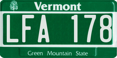 VT license plate LFA178