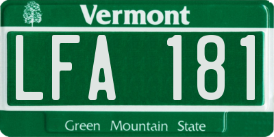 VT license plate LFA181