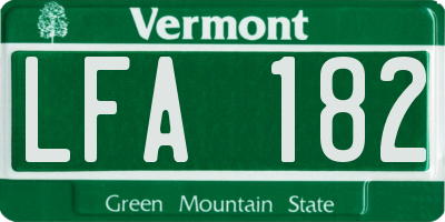 VT license plate LFA182
