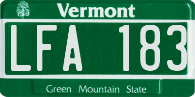 VT license plate LFA183