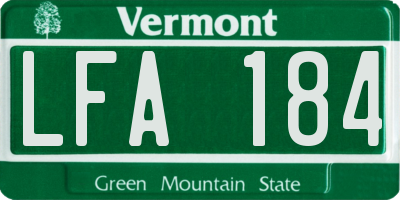 VT license plate LFA184