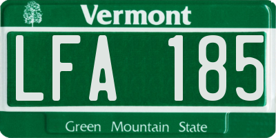 VT license plate LFA185