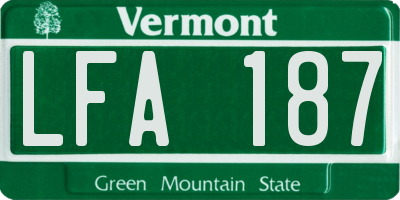 VT license plate LFA187