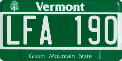 VT license plate LFA190