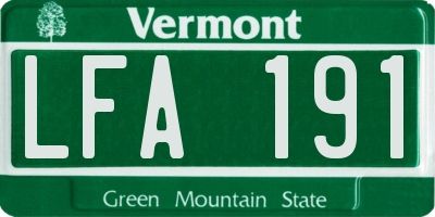 VT license plate LFA191