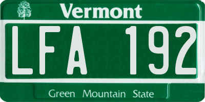 VT license plate LFA192