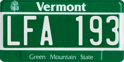 VT license plate LFA193