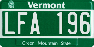 VT license plate LFA196