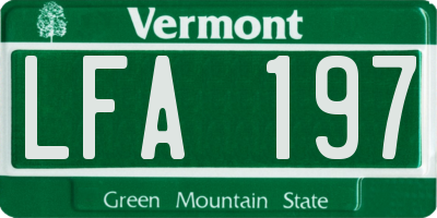 VT license plate LFA197