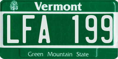 VT license plate LFA199