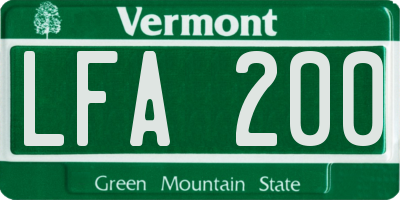 VT license plate LFA200