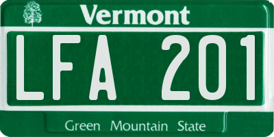 VT license plate LFA201