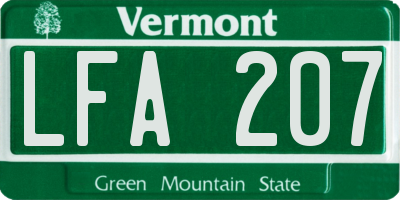 VT license plate LFA207