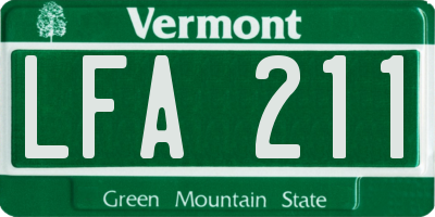 VT license plate LFA211