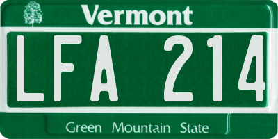 VT license plate LFA214