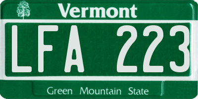 VT license plate LFA223