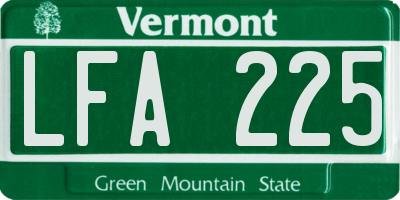 VT license plate LFA225