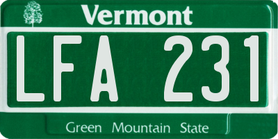 VT license plate LFA231