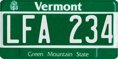 VT license plate LFA234