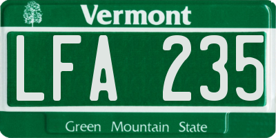 VT license plate LFA235
