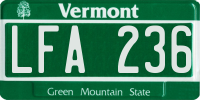 VT license plate LFA236