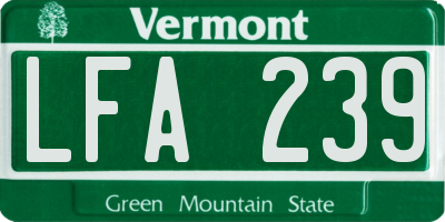 VT license plate LFA239