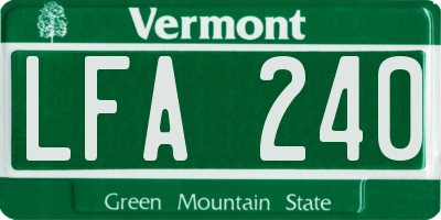 VT license plate LFA240