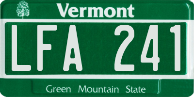 VT license plate LFA241