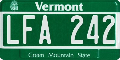 VT license plate LFA242