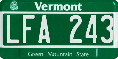VT license plate LFA243