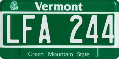 VT license plate LFA244