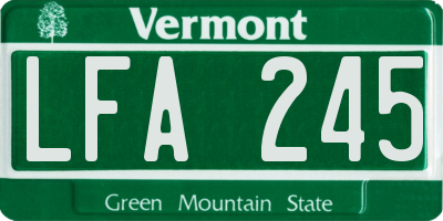 VT license plate LFA245