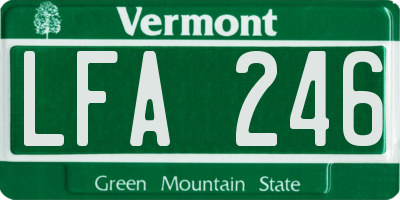VT license plate LFA246