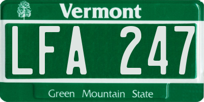 VT license plate LFA247