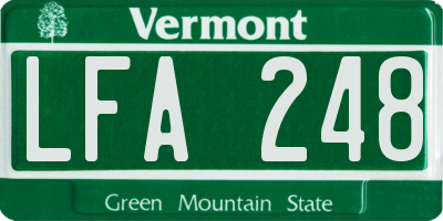 VT license plate LFA248
