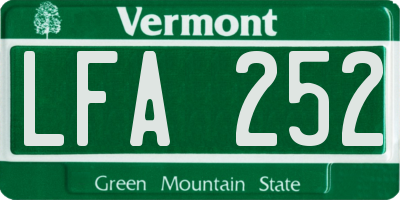 VT license plate LFA252