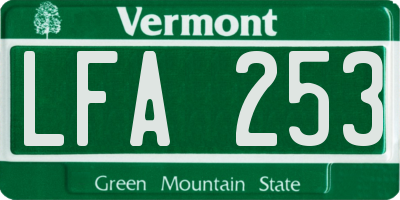 VT license plate LFA253
