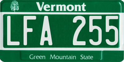 VT license plate LFA255