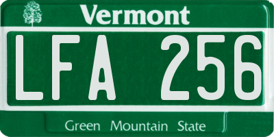 VT license plate LFA256