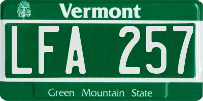 VT license plate LFA257