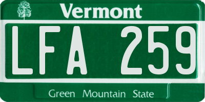 VT license plate LFA259
