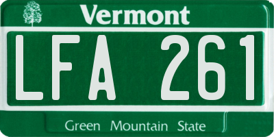 VT license plate LFA261