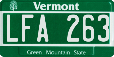VT license plate LFA263