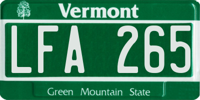 VT license plate LFA265
