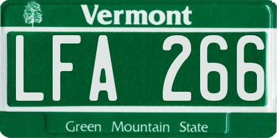 VT license plate LFA266