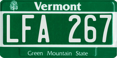 VT license plate LFA267